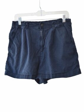 Uniqlo Women's Medium Navy Elastic Waist Casual Linen Cotton Shorts